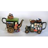 TWO PAUL CARDEW LARGE SIZED LIMITED EDITION 'KIRVAN TEA' NOVELTY POTTERY TEAPOTS, COMPRISING; 'Tea