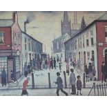 •L.S. LOWRY (1887 - 1976) ARTIST SIGNED COLOUR PRINT "The Fever Van" Guild and stamped 16 1/4" x