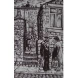 ROGER HAMPSON (1925 - 1996) LINOCUT 'Accrington Conversation' Signed, titled and numbered 3/10 12