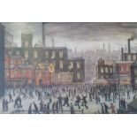 •L.S. LOWRY (1887 - 1976) ARTIST SIGNED COLOUR PRINT 'Our Town' Signed in pencil and numbered 187/