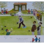•FRANCES LENNON (1912 - 2015) ARTIST SIGNED REMARQUE PROOF COLOUR PRINT '"The Bowling Green"