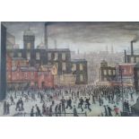 •L.S. LOWRY (1887 - 1976) ARTIST SIGNED COLOUR PRINT "Our Town" Signed in pencil and numbered 131/