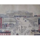 •L.S. LOWRY (1887 - 1976) ARTIST SIGNED COLOUR PRINT "Station Approach" An edition of 850, guild