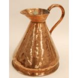 ANTIQUE SEAMED COPPER TWO GALLON HARVEST JUG, typical form, 15" (38.1cm) high