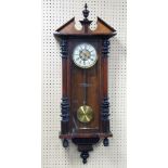 LATE NINETEENTH CENTURY  VIENNA STYLE WALL STYLE WALL CLOCK, with twin brass cased weight driven