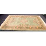 HEAVY QUALITY WASHED CHINESE CARPET 'Mandarin' pattern of embossed flowers on a  pale green