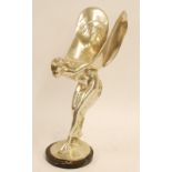 *MODERN REPRODUCTION 'SPIRIT OF ECSTASY' LARGE WHITE METAL FIGURE, on a circular base, 21" (53.