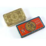 QUEEN VICTORIA HAPPY NEW YEAR TIN, South Africa 1900, containing three pieces of chocolate, TOGETHER