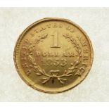 NINETEENTH CENTURY UNITED STATES OF AMERICA GOLD ONE DOLLAR COIN, 1853 (F.)
