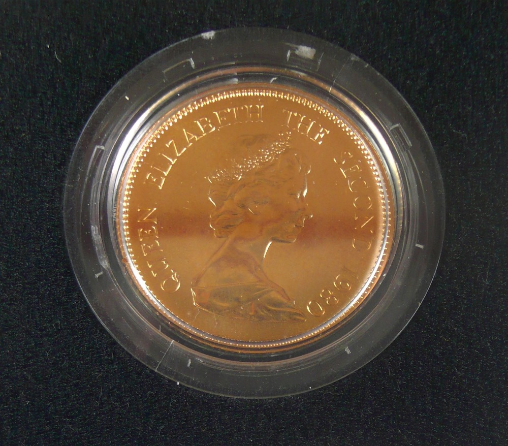 QUEEN ELIZABETH II HONG KONG GOLD ONE THOUSAND (1000) DOLLAR COIN 1980,  bright finish limited - Image 2 of 2