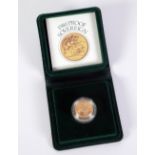 ELIZABETH II GOLD SOVEREIGN 1980, in case