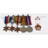 SET OF FIVE WORLD WAR II SERVICE MEDALS, VIZ 1939/45 MEDAL, Defence Medal, 1939/45 Star, Atlantic