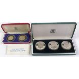 BOXED SET OF THREE ROYAL MINT MOROCCAN PROOF SILVER COMMEMORATIVE COINS, each with face value of