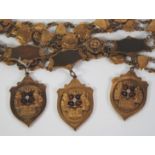 *INDEPENDENT ORDER OF ODDFELLOWS, MANCHESTER UNITY, THREE GILT METAL AND ENAMEL MEDALLION CHAINS