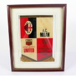 MANCHESTER UNITED V A.C. MILAN EUROPEAN CUP SEMI FINAL 1969 PENDANT, FRAMED AND GLAZED