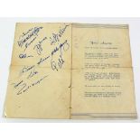 HOTEL MAJESTIC FOUR PAGE BROCHURE AND MENU, signed by Pele and ten other players from the Brazillian