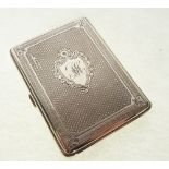 VICTORIAN ENGINE TURNED SILVER CARTE DE VISITE CASE, with moire lined interior, with chased