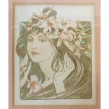 ALPHONSE MUCHA (1880-1939) LITHOGRAPHIC CORRESPONDENCE CARD  4" X 3 1/4" (10cm x 8.3cm)