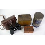 SUNDRY COLLECTABLE'S, including; pair cased Lieberman and Gortz 15 x 42 BINOCULARS, BOX CAMERA in