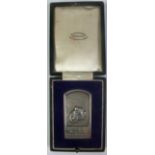 ECCLES AND DISTRICT MOTOR CLUB EMBOSSED SILVER PRESENTATION MEDALLION 1931, milestone shaped with