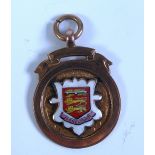 PRE WAR 9ct GOLD AND ENAMEL MEDALLION, LANCASHIRE SCHOOLBOYS COMPETITION WINNERS 1922-23 not