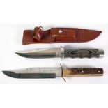 BOKER 'MAGNUM' MODERN BOWIE TYPE KNIFE, stainless steel with laminated wood handle 11" (28cm) long