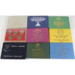 TWELVE ROYAL MINT CIRCA 1970's MINT COIN SETS, to include; First decimal coinage of the Gambia 1971,