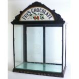 FRY'S CHOCOLATE COUNTER TOP DISPLAY CABINET, ebonised wood frame, with enamelled 'Fry's Chocolate'