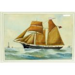 RUBEN CHAPPELL, GOOLE, GOUACHE DRAWING ship portrait 'Seaview' od Dublin  signed and titled  14" x