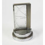 ART DECO ZEISS IKON, BERLIN CHROME PLATED AND GLASS ATMOSPHERIC PRESSURE DESK INSTRUMENT, oblong