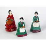 LIPTONS CLOVERS SOAP CHINA ADVERTISING FIGURE OF A LADY WITH LINEN BASKET, 7 ½" (19cm) high,