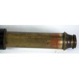 HUGHES, LONDON, TWO DRAWER BRASS TELESCOPE, with black morocco covered body