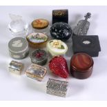 COLLECTION OF THIRTY SIX SMALL DECORATIVE BOXES, including a Mexican sterling silver example, 5