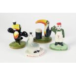 SET OF FOUR CARLTONWARE CHINA MY GOODNESS MY GUINNESS FIGURES, two toucans, sealion and zoo