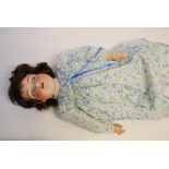 ARMAND MARSEILLE GIRL CHARACTER DOLL, with brown sleeping eyes, open mouth with two top teeth,