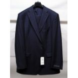 GENTS ODERMARK TWO PIECE DARK BLUE WOOL SUIT, new and with swing tag, jacket European size 58,