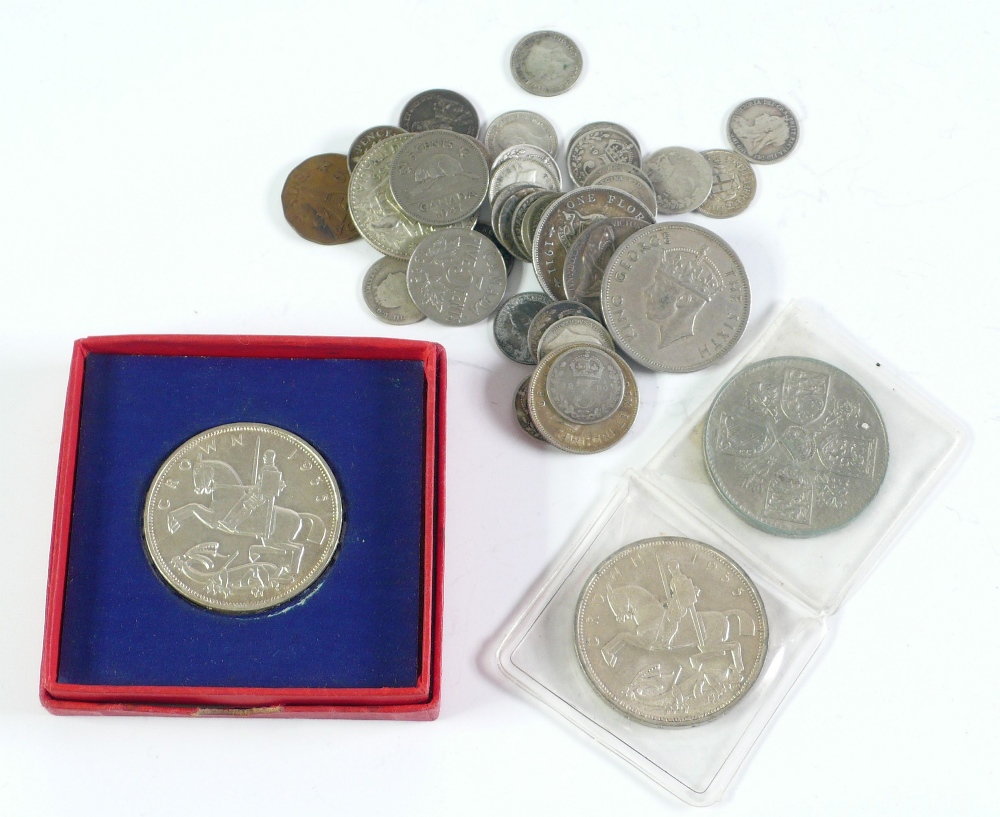 GEORGE V BOXED 1935 CROWN (VF), GEORGE V AUSTRALIAN FLORIN 1911, Victoria small commemorative SILVER