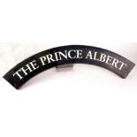 'THE PRINCE ALBERT' LARGE CIRCULAR BLACK PAINTED PUB SIGN, 48" (122CM) DIAMETER, together with a