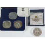 BOXED SET OF THREE  POBJOY MINT PROOF SILVER SOUTH ATLANTIC CORONATION CROWNS 1978, St. Helena,