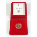 ROYAL MINT GOLD PROOF HALF SOVEREIGN 1980 in hard plastic container and soft plastic fitted box with