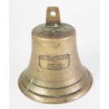 *CAST BRASS SHIPS BELL, 'P.S. GRAF SPREE, 1939', lack clapper, 7 1/2" (19cm) high