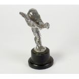 ROLLS ROYCE 'SPIRIT OF ECSTASY' CHROMIUM PLATED CAST MASCOT, of traditional form, the circular