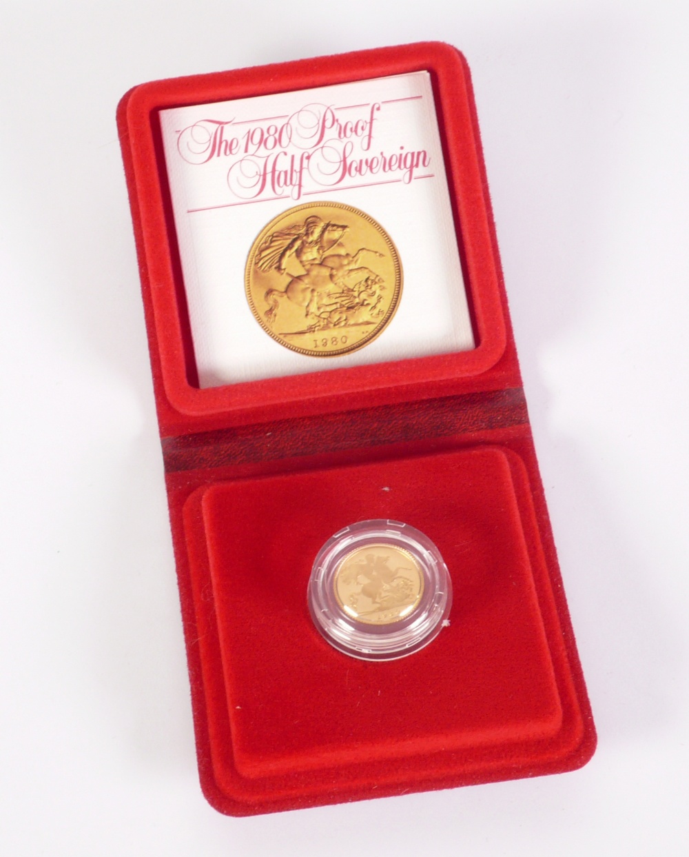 ELIZABETH II GOLD HALF SOVEREIGN 1980, in case