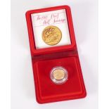 ELIZABETH II GOLD HALF SOVEREIGN 1980, in case