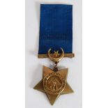 KHEDIVE'S STAR - EGYPT 1882 stamped to star point to the reverse, 1st Bn The R.S. Reg't with ribbon