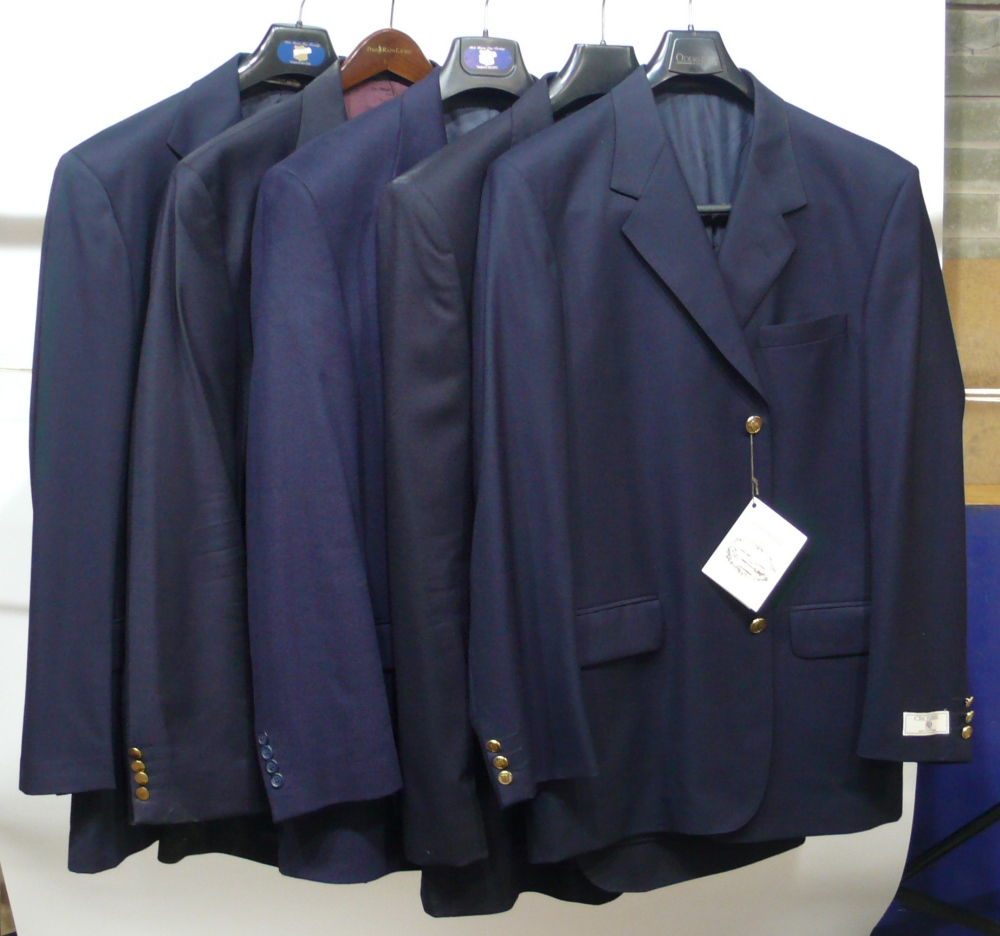 GENTS CROMBIE NAVY BLUE BLAZER, new and with swing tag, size 40L TOGETHER WITH FOUR OTHERS