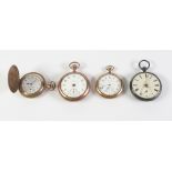 TWO GOLD PLATED WALTHAM OPEN FACED POCKET WATCHES, Arabic dial with seconds dial, A GOLD PLATED