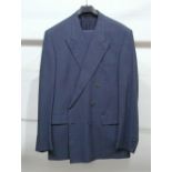 GENTS CHRISTIAN DIOR TWO PIECE DOUBLE BREASTED BLUE WOOL SUIT, jacket size 44L,. TOGETHER WITH A