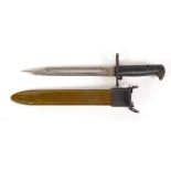 AMERICAN M1 KNIFE BAYONET, the single edge fullered blade stamped US 1943, 9 1/2" (40cm) long,