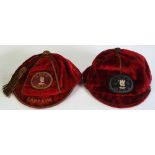 LATE NINETEENTH CENTURY LDFA (Liverpool District Football Association)  RED VELVET CAPTAINS CAP,